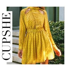 Cupshe Yellow Floral Long Sleeve Cutout Dress L 3 Peekaboos In Front. 2 In Back Excellent Condition Brand New With Tags Casual Long Sleeve Dresses With Cutout, Summer Long Sleeve Cutout Dress, Hollow Out Mini Dress For Date Night In Spring, Spring Mini Dress For Date Night With Hollow Out, Spring Casual Mini Dress With Cutout, Casual Spring Mini Dress With Cutout, Cupshe Dress, Halter Backless Dress, Smart Casual Dress