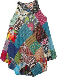 Boho Dress Pattern, Summer Boho Dress, Diy Dresses, Boho Summer Dress, Dashiki Fashion, Sleeveless Cotton Dress, Patchwork Clothing, Upcycled Dress, Patchwork Clothes