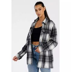 Elevate your wardrobe with our Women's Oversized Flannel Shacket, designed for ultimate comfort and style. This trendy piece features a button closure and convenient chest pockets, making it perfect for layering over your favorite outfits. Crafted from a soft blend of 75% polyester and 25% cotton, this shacket offers warmth without sacrificing breathability. Whether you're heading out for a casual day or cozying up at home, this oversized fit ensures you stay stylish and comfortable. Don't miss out on this versatile addition to your collection! Flannel Shacket, Womens Boho Dresses, Harajuku Women, Oversized Flannel, Leather Boot Shoes, Leather Shoes Woman, Leather Shoes Men, Women Hoodies Sweatshirts, Women Shirts Blouse