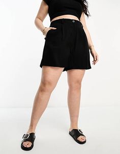 Dad Shorts, Asos Curve, Plus Size Shorts, Mini Shorts, Mixing Fabrics, Black Mini, Jeans Shop, Sunny Days, Black Fashion