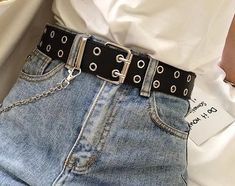 Specifications: Belts Material: Cowskin Belt Width: 3.8cm/1.49 inch Buckle Length: 5.5cm/2.16 inch Buckle Width: 5.5cm/2.16 inch Belt Length: 105cm/41.33 inch Package Includes: 1*Ramone Punk Style Pin Buckle Belt *Please allow 10-21 business days for the item to arrive Trendy Silver Belt Buckle With Belt Included, Jeans Chains, Best Ripped Jeans, Belts Aesthetic, Woman Belt, Creative Outfits, Belt Chain, Buckle Jeans, Women Belt