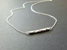 Tiny sterling silver minimalist necklace with faceted sterling silver beads Necklace For Everyday, Thoughtful Gifts For Her, Hand Necklace, Diamond Jewelry Necklace, Snake Necklace, Moonstone Pendant, Choker Necklaces, Minimalist Necklace, Handmade Sterling Silver