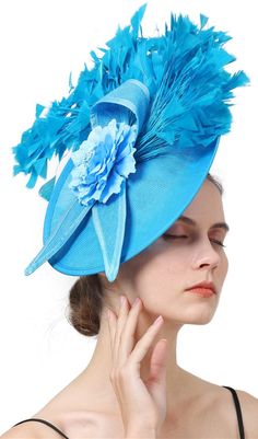 Occasion: Wedding, Tea Party Style: Elegant Embellishment: Feather, Flower Inner Circumference: Adjustable Usage: Headband Wedding Tea Party, Flower Fascinator, Wedding Tea, Feather Fascinators, Fascinator Hat, Feather Flower, Stil Elegant, Fascinator Hats, Denim Mini Dress