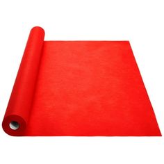 a roll of red colored paper on a white background with the end rolled up and ready to be used