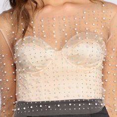 Luxury Pearls and Rhinestone Studded Embellished Mesh Shirts Cutout Blouse, Mesh Crop Top, Mesh Blouse, Mesh Shirt, Lace Cutout, Beaded Trim, Rhinestone Studs, Lace Shirt, Cardigan Tops