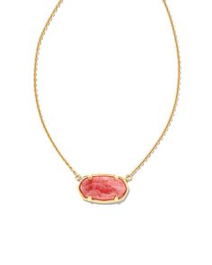 The Elisa you know and love, elevated to an everyday essential. Crafted with keepsake-quality vermeil and our signature stone silhouette, this best-selling Elisa 18k Gold Vermeil Pendant Necklace in Pink Rhodochrosite is sure to dress up your every look, shining bright with you day after day. Pink Kendra Scott Necklace, Pink Kendra Scott, Rhodochrosite Necklace, Kendra Scott Elisa, Pink Rhodochrosite, Double Band Rings, Kendra Scott Necklace, Necklace Extender, Demi Fine Jewelry