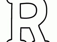 the letter r in black and white with an outline style on it's side