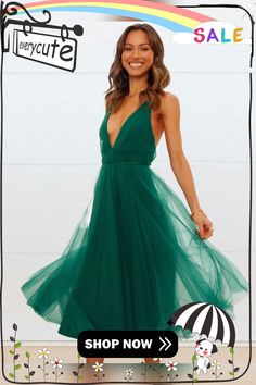 Women's New Summer Sexy Mesh Skirt V-neck Elegant Dress Dress Green V-neck Maxi Dress For Night Out, Flirty V-neck Prom Dress, Green Fitted V-neck Backless Dress, Summer V-neck Backless Dress, Flirty V-neck Maxi Dress For Evening, Flirty V-neck Dress For Party Season, Chic V-neck Dress For Spring Prom, Chic V-neck Prom Dress For Spring, Summer V-neck Dress With Spaghetti Straps For Night Out