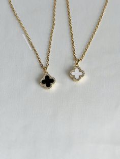 A 2-in-1 double sided black and white lux clover necklace that's so stunning on and matches everything. An absolute essential in every jewelry collection. Our chains are 100% stainless steel and hypoallergenic so they won't rust, tarnish, or turn your neck green. - Stainless steel chain - Lobster clasp closure - Cubic zirconia pendant - Select desired size at checkout Present Christmas, Stainless Steel Chain Necklace, Clover Necklace, Lucky Clover, Neck Chain, Cute Necklace, Four Leaf, Double Face, Pretty Jewellery