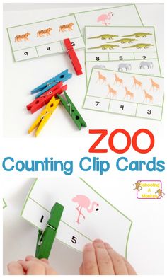 the zoo counting clip cards are great for kids to practice counting and matching numbers with their own hands