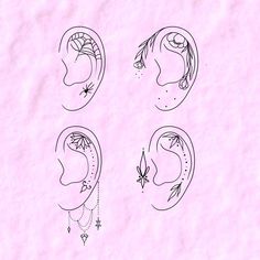 the outlines of different ear shapes are drawn on paper