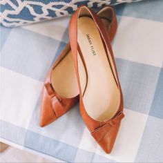 Good Pre-Owned Condition! The Shoes Come With Original Box And Dustbags. There Are Minor Scuffs On The Toe Points And Light Wear On The Soles (See Photos) Size: 9.5 (It 40.5) Tags: Everyday, Casual, Comfortable, Neutral, Fall, Autumn, Spring, Summer, Work, Meghan Markle Cognac Leather Pointed Toe Heels, Elegant Cognac Leather Heels, Elegant Brown Calf Leather Flats, Elegant Brown Pointed Toe Flats, Chic Brown Court Shoes With Removable Insole, Elegant Brown Flats With Leather Sole, Elegant Cognac Pointed Toe Heels, Chic Brown Flats For Formal Occasions, Chic Brown Low Heel Flats