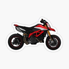 a red and black motorcycle on a white background