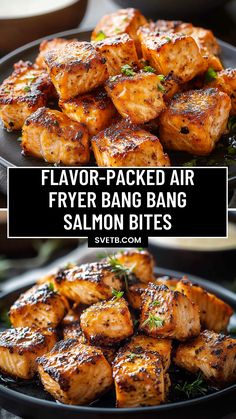 several different types of grilled chicken on plates with the words flavor - packed air fryer