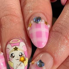 ☁️ Nail Tenshi, Annie 😇 on Instagram: "🪄⭐️ Hamham Harmony for @keiryviera 😇💗 @tracynailzzz inspo! 🎀 . @tenshistudios.shop brushes used for lineart 🪡 . #hamtaro #characternailart #animenails #miamiart #miamiartist #miaminails #gelnailart #pinknails #pinkfrench #kawaiinails" Splatoon Nails, Occasion Nails, Miami Nails, Anime Nails, Dream Nails, Gel Nail Art, Splatoon, Nail Artist