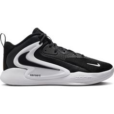 the nike zoom basketball shoe in black and white