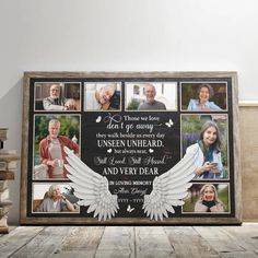 a family photo collage with an angel wings and the words, i love you to the