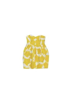 Current Boutique-Shoshanna - Yellow & White Strapless Printed Dress Sz 2 Trendy Strapless Dress For Spring, Fitted Yellow Bandeau Dress, Cotton Strapless Mini Dress For A Day Out, Trendy Strapless Dress For Day Out, Yellow Fitted Strapless Mini Dress, Chic Yellow Strapless Mini Dress, Spring Cotton Bandeau Mini Dress, Cotton Strapless Mini Dress For Beach, Cotton Strapless Mini Dress For The Beach