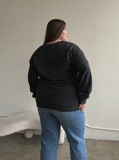 About as basic as it gets, this classic Plus Size Basic Everyday Sweatshirt is the ultimate loungewear or simple top. Perfect for relaxed everyday wear, this is the best basic for hanging out or running errands. Pair this sweatshirt with your favorite sweatpants or a cute pair of jeans for a laid-back casual look. This sweatshirt features a crew neck neckline, long sleeves, a full-length, and an oversized fit. The material is a soft, stretchy woven. This top is made out of 60% Cotton and 40% Pol Everyday Relaxed Sweatshirt, Basic Relaxed Fit Sweatshirt For Loungewear, Relaxed Fit Sweats For Everyday, Everyday Fleece Athleisure Tops, Basic Relaxed Fit Sweatshirt For Everyday, Basic Cozy Fit Sweatshirt For Everyday, Cozy Fit Fleece Top For Everyday, Comfortable Relaxed Fit Sweatshirt For Everyday, Basic Fleece Tops For Loungewear