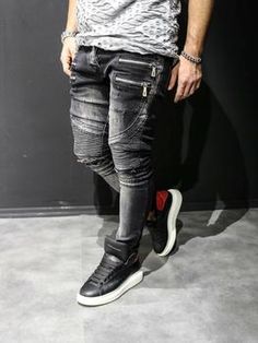 2Y Men Slim Fit Scratched Ripped Destroyed Zippers Jeans - Black - FASH STOP Ripped Fitted Punk Jeans, Punk Style Ripped Fitted Jeans, Punk Ripped Fitted Jeans, Fitted Ripped Punk Jeans, Edgy Ripped Fitted Jeans, Punk Style Ripped Black Jeans, Black Ripped Punk Jeans, Edgy Fitted Jeans, Fitted Black Jeans With Zip Fly