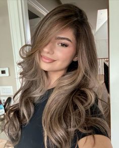 Long Hair With Brown Highlights, Brown Foliage Hair, Partial Balayage Before And After, Tan With Brown Hair, Light Brown On Dark Brown Hair, Balayage Mocha Brown, Brown Hair With Highlights Pale Skin, Mouse Brown Hair, Machiaj Smokey Eyes