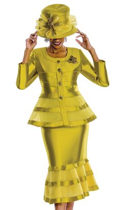 Susanna 3776-C ( 2pc Silk Church Suit With Fancy Broach And Beaded Trims ) Church Attire For Women, Suit With Lace, Long Sleeve Mermaid Dress, Church Lady Hats, Church Suits And Hats, Dressy Hats, Shweshwe Dresses, Church Attire, Women Church Suits