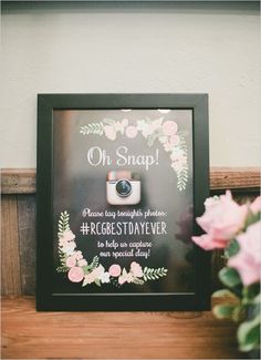 a photo frame with flowers and an instagramr on it that says, oh snap