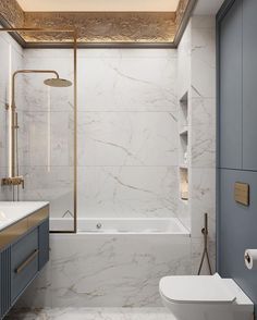 a bathroom with a toilet, sink and bathtub next to a shower stall in the corner