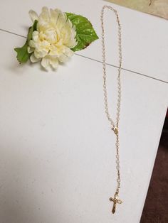 "Beautiful Vintage Rosary, new never been used in original clear box. Makes a perfect gift for Catholic Wedding couple, First Communion, Confirmation, Birthday. Dementions: Decades length: 22\" Complete folded rosary as shown laying on table including crucifix: 16 1/4\" Crucifix: 1 1/4\" x 5/8\" FINAL SALE, NO RETURNS, NO EXCHANGES, PLEASE CONTACT FOR ANY QUESTIONS OR CONCERNS AFTER LOOKING AT ALL THE PICTURES." Gold Rosary With Beaded Chain, Gold Rosary With Beaded Chain As Gift, Gold Beaded Chain Rosary As Gift, Gold Beaded Chain Rosary, Gold Rosary With Round Beads As Gift, Elegant Gold Rosary For Gift, Gold Round Beads Rosary As Gift, Elegant Gold Rosary As Gift, Elegant Beaded Chain Rosary For Gift