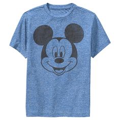 a blue mickey mouse t - shirt with black ears