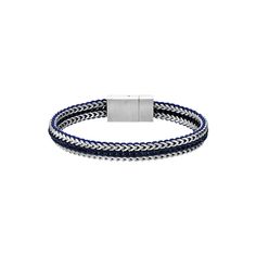 He'll love the eye-catching look of this Men's LYNX Stainless Steel Blue Cord Bracelet. Click on this JEWELRY & WATCHES GUIDE to learn about fit, styles, materials and more! He'll love the eye-catching look of this Men's LYNX Stainless Steel Blue Cord Bracelet. Click on this JEWELRY & WATCHES GUIDE to learn about fit, styles, materials and more! FEATURES Chain type: foxtail Length: 8.5 in. Closure: magnetic Nickel free Metal: stainless steel Finish: satin Packaging: boxed Imported Size: 8.5". Ge Blue Bracelets With Stainless Steel Clasp As A Gift, Blue Jewelry With Stainless Steel Clasp For Gift, Modern Adjustable Blue Braided Bracelets, Modern Adjustable Blue Braided Bracelet, Adjustable Blue Jubilee Chain Bracelet, Modern Blue Adjustable Bracelets, Modern Adjustable Blue Bracelets, Blue Jubilee Bracelet For Everyday Wear, Everyday Blue Jubilee Bracelet