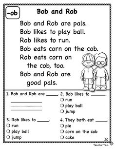 the worksheet for bob and rob