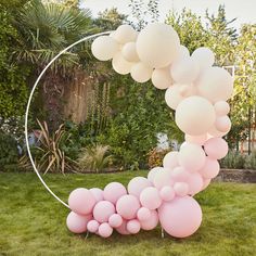 a circle with balloons in the shape of a caterpillar