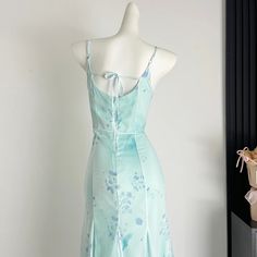 Sleeve Style: Spaghetti Strap Fabric Type: Chiffon Fit Type: slim fit Silhouette: Sheath Neckline: slash neck Style: Casual Dresses Length: Mid-Calf Season: Summer Gender: WOMEN Prom Inspo, Mint Dress, Summer Sky, Dress Flower, Dress Summer, Flower Dresses, Mid Calf, Season Summer, Cute Dresses