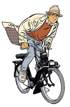 a man riding on the back of a bike