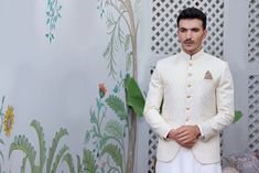 Men Prince Coat Premium Blended Fabric  Italian Thread  Simple & Decent Metal Buttons Finest Stitch Branded Design Custom Sizes are also available. White Nehru Jacket For Groom, White Long Sleeve Suit For Eid, White Bandhgala For Groom With Pallu Detail, White Bandhgala With Pallu For Groom, Festive Nehru Jacket For Groom, White Nehru Jacket With Dabka For Groom, Traditional White Suits For Eid, White Traditional Wear For Groom At Eid, White Traditional Wear For Groom On Eid