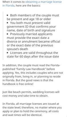 the rules for marriage in florida