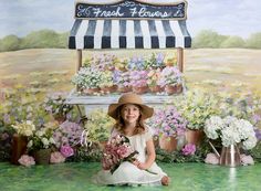 Flower Cart Photography Backdrops | HSD Easter Photo Booth, Easter Backdrops, Spring Portraits, Flower Cart, Seamless Backdrop, Easter Photos, Spring Photos, Spring Theme, Printed Backdrops