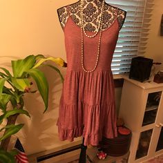 Tank Dress In Salmon, Good For A Cover Up For Bathing Suits, Size Medium. Never Worn. Casual Red Sleeveless Dress With Ruffles, Tank Dress, Bathing Suits, Colorful Dresses, Cover Up, Cute Outfits, Size Medium, Mini Dress, Womens Dresses