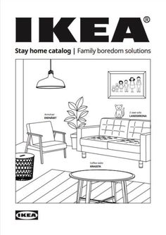 the ikea catalog is shown in black and white