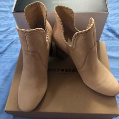 Nwt With Box Lucky Brand Sivya Fashion Boots Size: 9.5 Beige This Booties Blend Block Heels Heigh With Whipstitch Detailing And Plunging Side Cutouts For A Stylish Addition For Everything From Cropped Jeans To Prairie Dresses 3” Block Heels Stacked Heels Round Toe Slip On Booties Side Cutouts Whipstitch Detailing On Trim Leather Upper Manmade Sole Imported Textile Lining With Cushioned Footbed Synthetic Outsole See Pictures For More Detail Let Me Know If You Have Any Questions! Product Color May Beige Ankle Booties With Stacked Heel, Casual Beige Booties With Stacked Heel, Beige Suede Ankle Boot Heels, Ankle-high Beige Suede Heels, Casual Beige Booties With Block Heel, Casual Cream Almond Toe Booties, Beige Stacked Heel Ankle-high Booties, Beige Ankle-high Booties With Stacked Heel, Beige Suede Booties With Stacked Heel