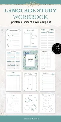 Sprachlernplaner Lernplaner Sprachen lernen Selbststudium - Etsy.de | Printable Planner by  John Watkins Watercolor Workbook, Learn Foreign Language, Language Learning Planner, English Planner, Esl Learning, Learning Template, Study Printables