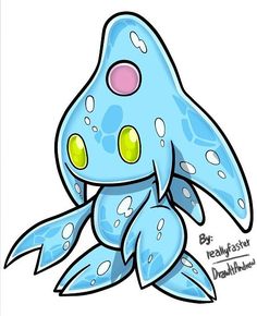 a blue cartoon character with yellow eyes and an octopus like body, sitting in front of a white background