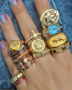 Signet Rings, Stacking Bands, Nail Jewelry, Funky Jewelry, Stacked Jewelry, Jewelry Lookbook