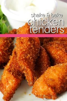 some fried chicken tenders on a white plate