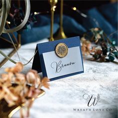 a close up of a place card on a table