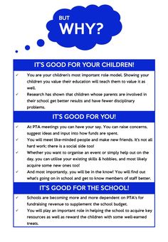 a blue and white flyer with the words, but why? it's good for your children