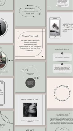 a bunch of different types of web pages on a gray and white background with text