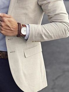 Men's Linen Blazer Beach Wedding Casual Tailored Fit Solid Colored Single Breasted Two-button Beige 2024 2024 - $59.99 Beach Wedding Casual, Wedding Casual, Mens Linen, Linen Blazer, Jackets Online, Single Breasted, Beach Wedding, Blazer Jacket, On Sale