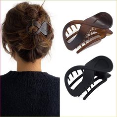 PRICES MAY VARY. Banana clip for women that goes perfectly with any outfit; Chic infinity design. French hair clips-Pack of 2 with Black and Amber color; Size Large: 8.5 cm/3.3 inch length x 4.5cm/1.8 inch height. All hair types can easily use the clips, whether thick or thin, long or short hair. Hair accessories for women made of high quality pastel plastic acrylic material and safe metal spring. The greatest features of these jumbo hair claws are strong flexibility, durable, easy to use and ha Banana Clip, Flat Hair, Hair Accessories Clips, French Hair, Quick Hairstyles, Fashion Hair Accessories, Hair Claws & Clips, Hair Barrettes